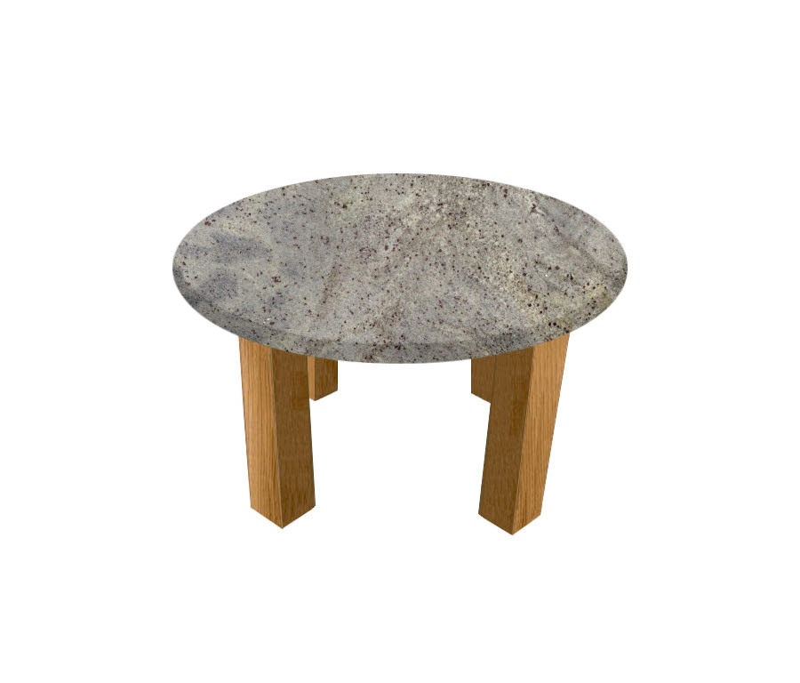 Kashmir White Round Coffee Table with Square Oak Legs