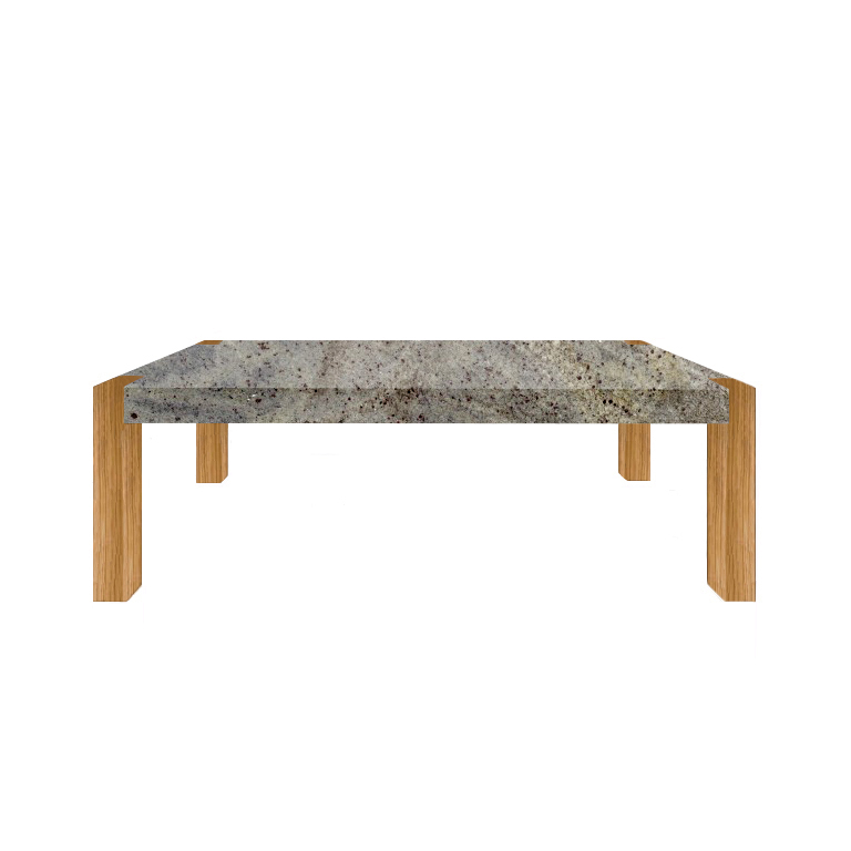 Kashmir White Percopo Solid Granite Dining Table with Oak Legs