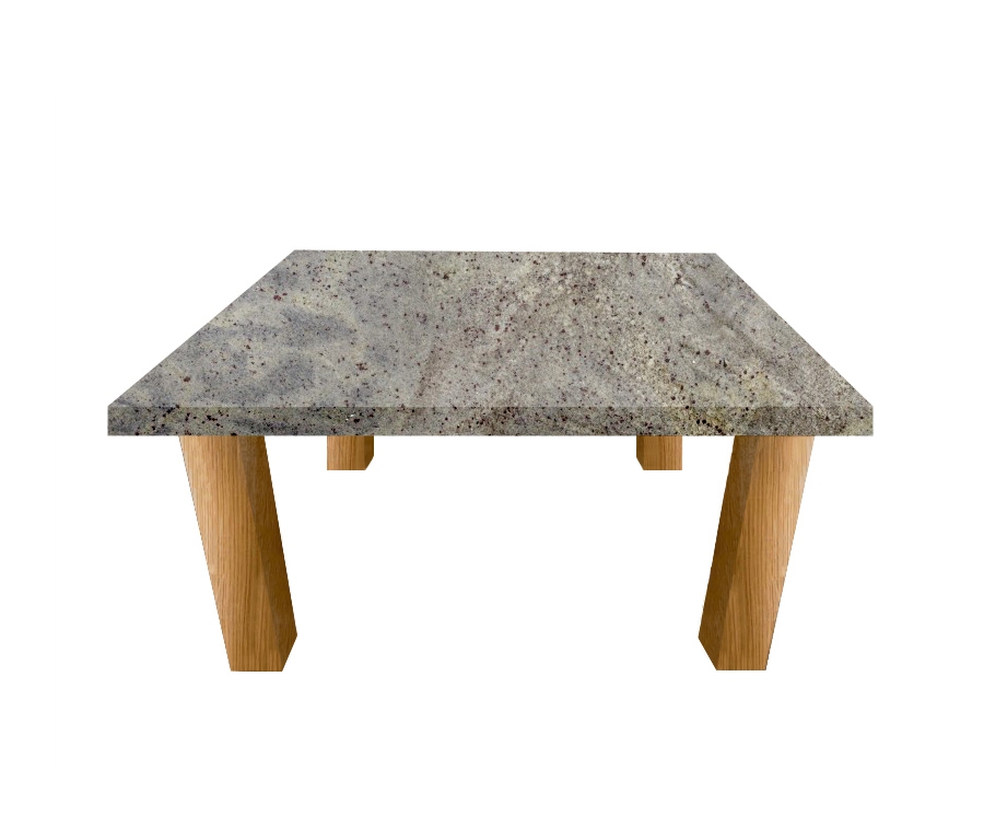 Kashmir White Square Coffee Table with Square Oak Legs
