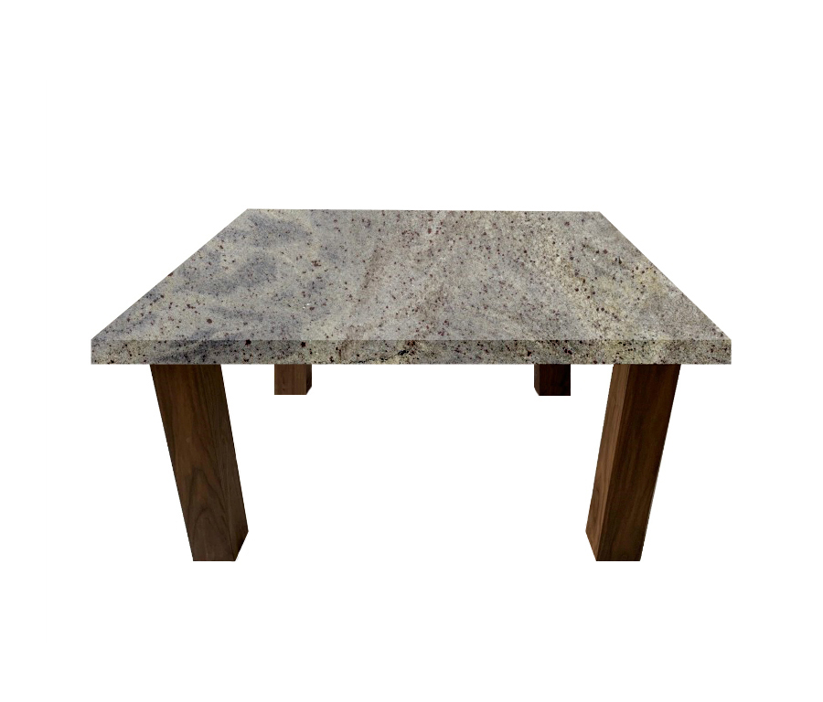 Kashmir White Square Coffee Table with Square Walnut Legs