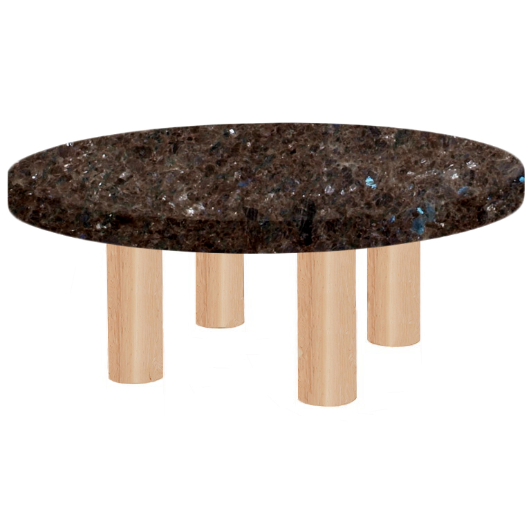 Round Labrador Antique Coffee Table with Circular Ash Legs