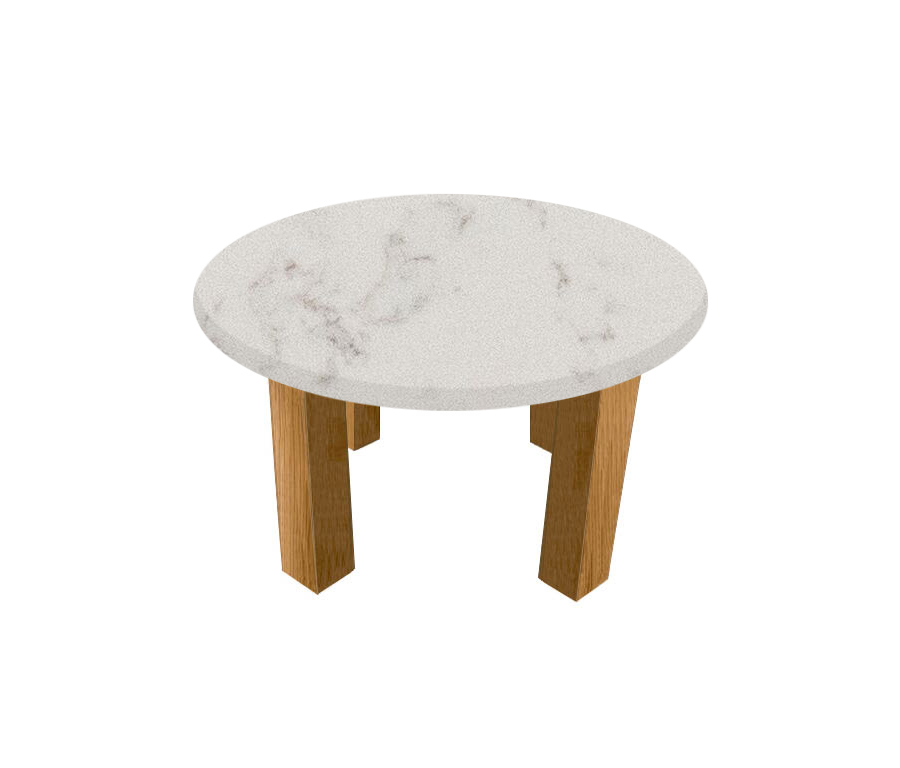 Luni Satin Round Coffee Table with Square Oak Legs