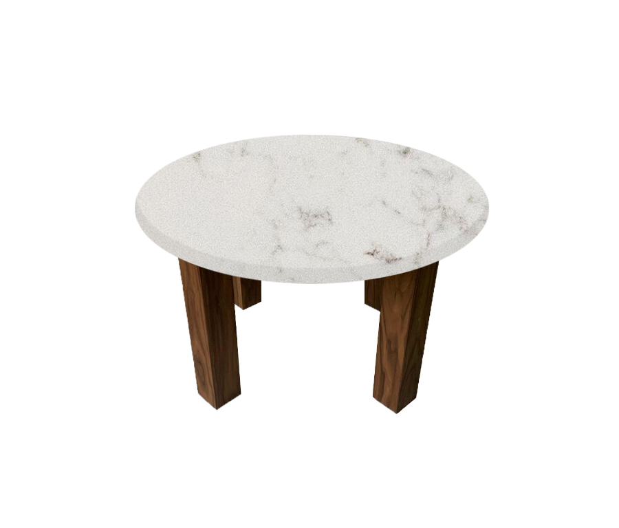 Luni Satin Round Coffee Table with Square Walnut Legs