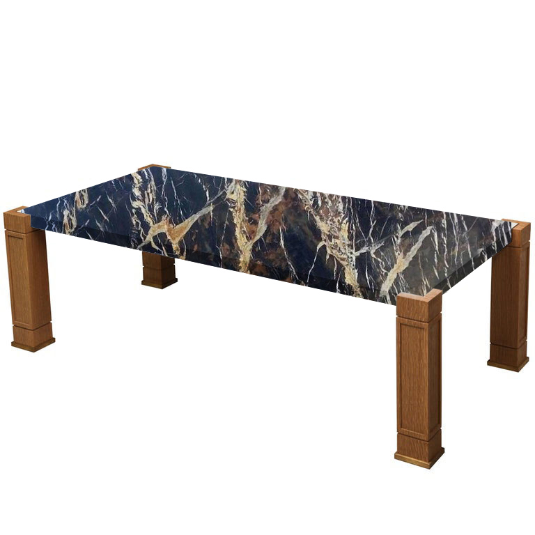 Faubourg Michelangelo Black and Gold Inlay Coffee Table with Oak Legs