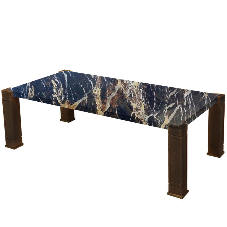Faubourg Michelangelo Black and Gold Inlay Coffee Table with Walnut Legs