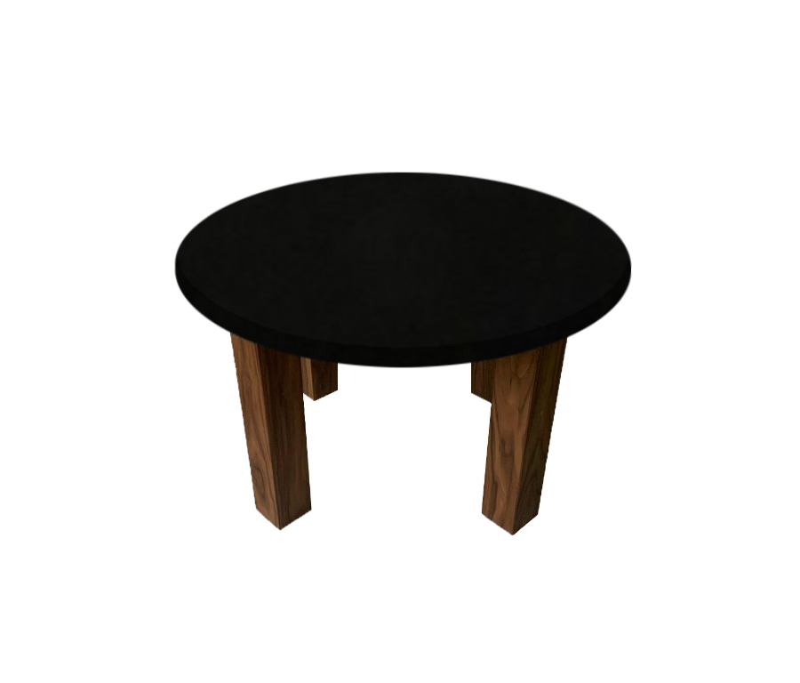 Nero Assoluto Round Coffee Table with Square Walnut Legs