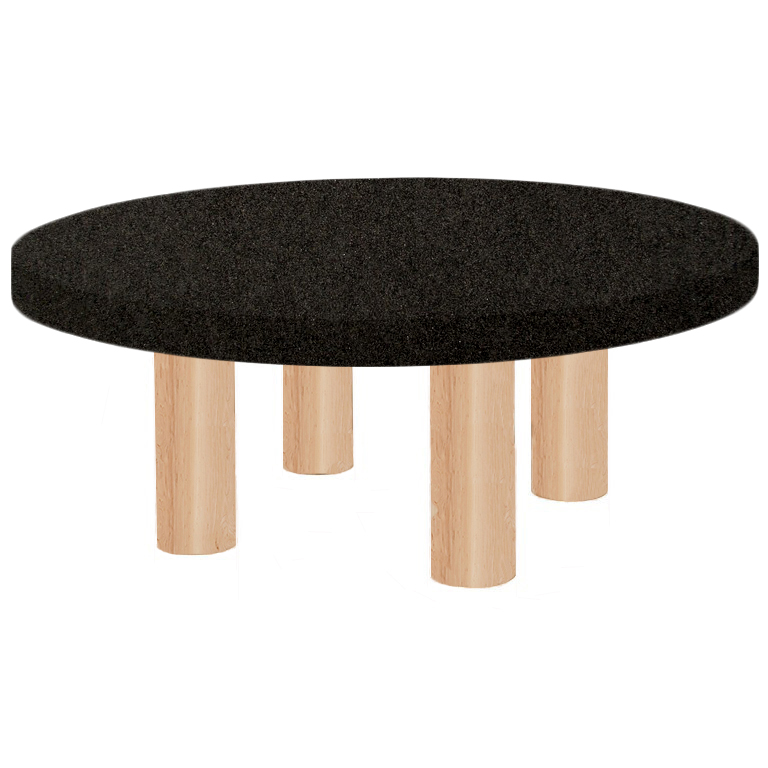 Round Nero Impala Coffee Table with Circular Ash Legs