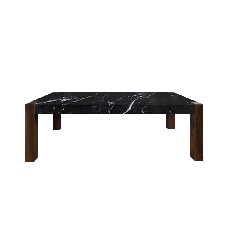 Nero Marquinia Percopo Solid Marble Dining Table with Walnut Legs
