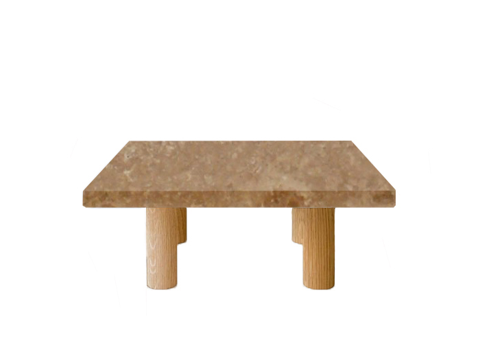 Noce Travertine Square Coffee Table with Circular Oak Legs