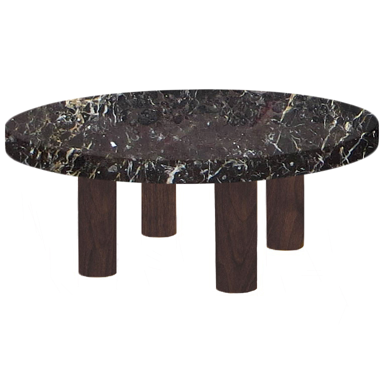 Round Noir St Laurent Coffee Table with Circular Walnut Legs