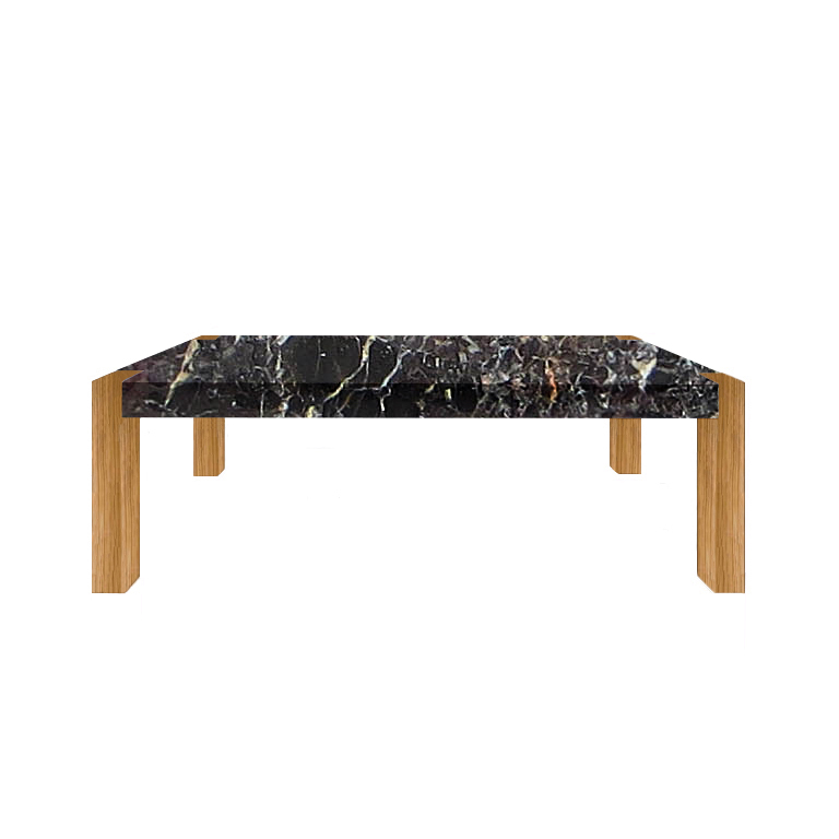 Noir St. Laurent Percopo Solid Marble Dining Table with Oak Legs