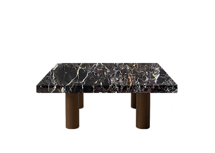 Noir St Laurent Square Coffee Table with Circular Walnut Legs