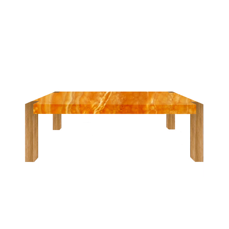 Orange Percopo Solid Onyx Dining Table with Oak Legs