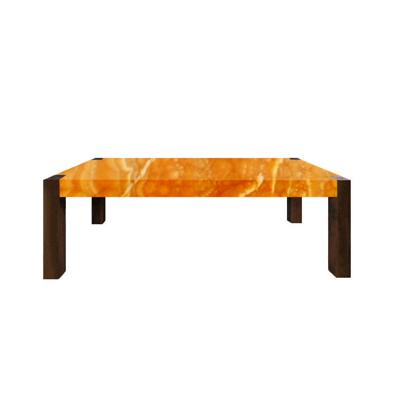 Orange Percopo Solid Onyx Dining Table with Walnut Legs