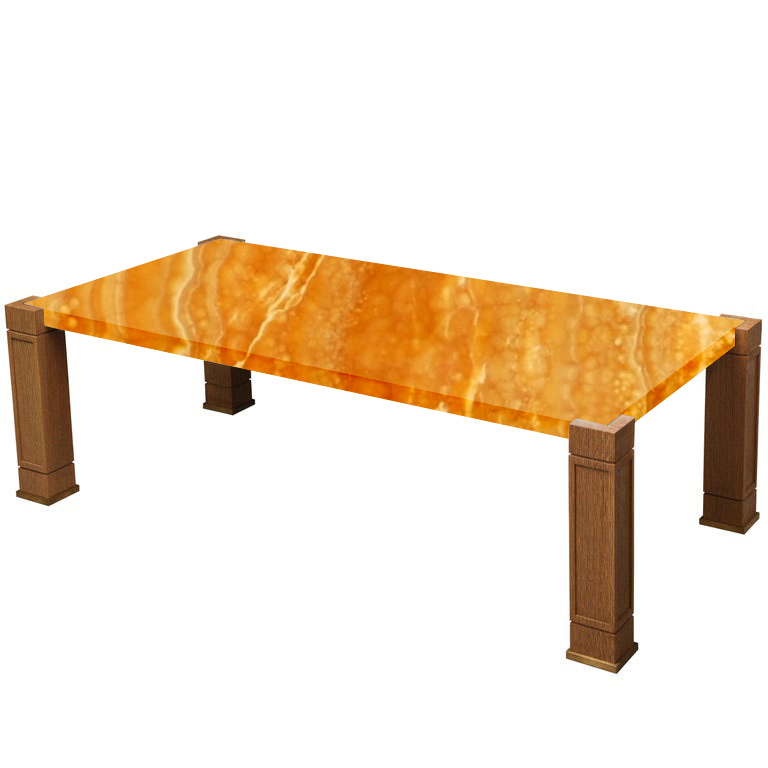 Faubourg Orange Onyx Inlay Coffee Table with Oak Legs
