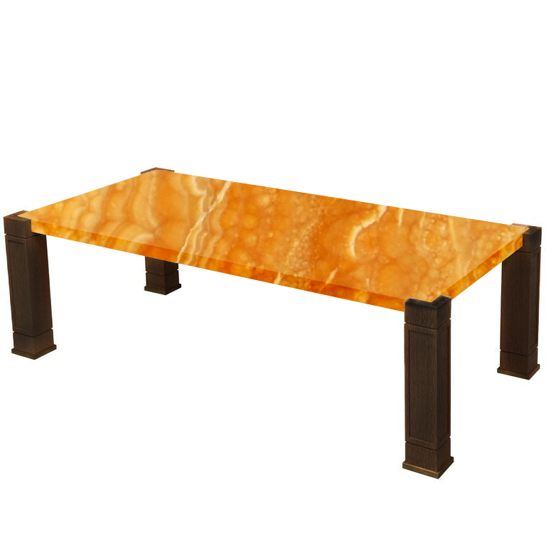 Faubourg Orange Onyx Inlay Coffee Table with Walnut Legs