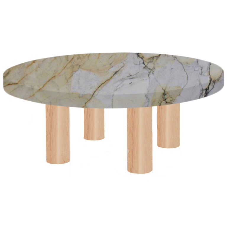 Round Paonazzo Coffee Table with Circular Ash Legs