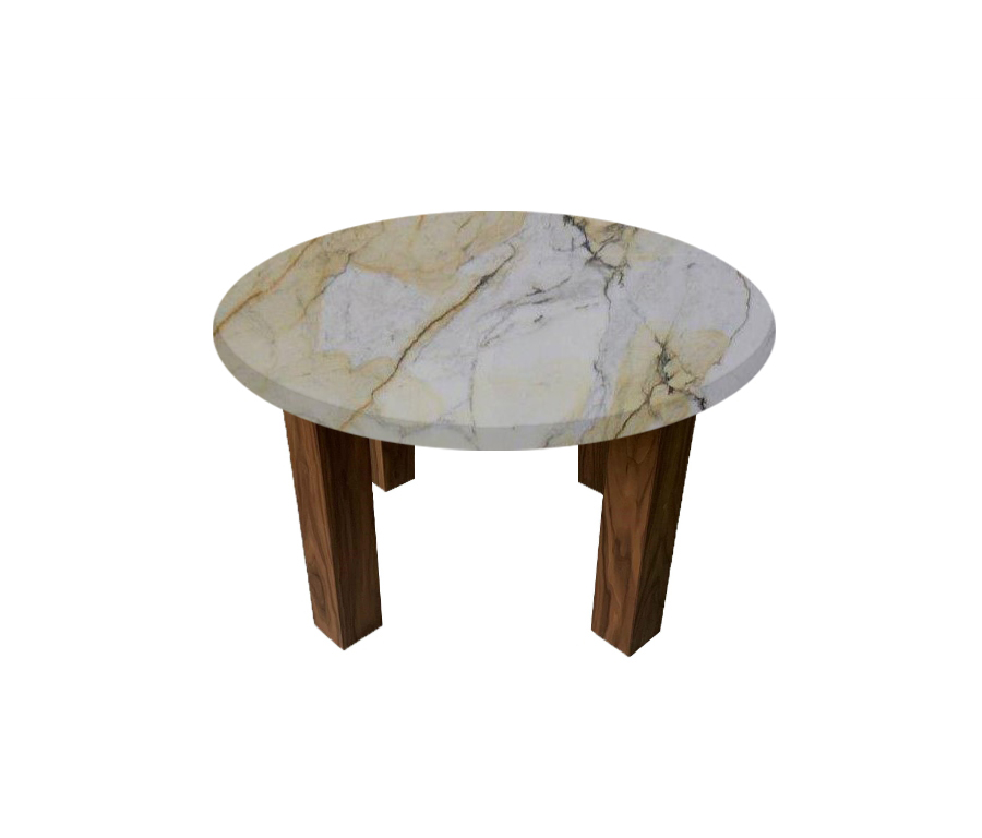 Paonazzo Round Coffee Table with Square Walnut Legs