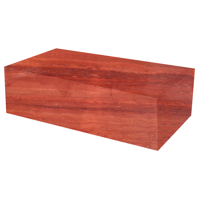 Persian Red Rectangular Solid Travertine Coffee Table