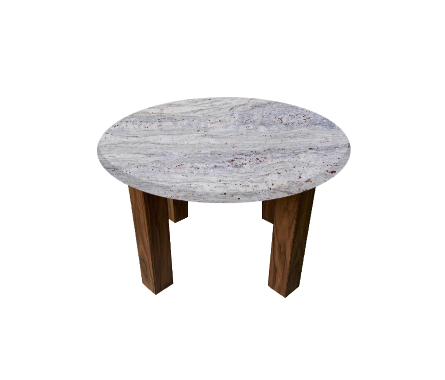 River White Round Coffee Table with Square Walnut Legs