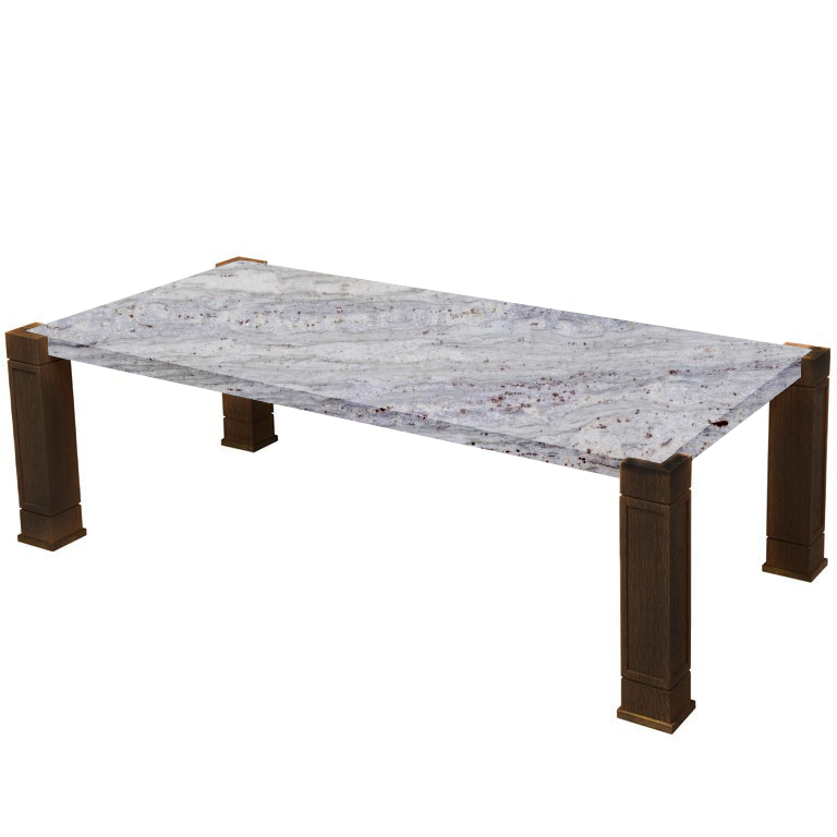 Faubourg River White Inlay Coffee Table with Walnut Legs