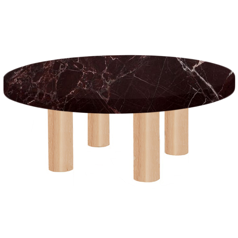 Round Rosso Levanto Coffee Table with Circular Ash Legs