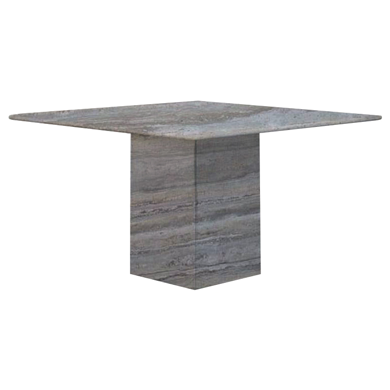 Silver Small Square Travertine Dining Table