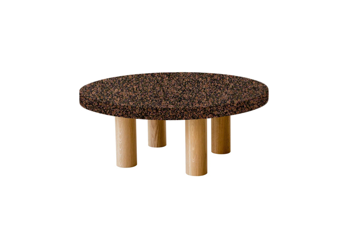 Small Round Baltic Brown Coffee Table with Circular Oak Legs