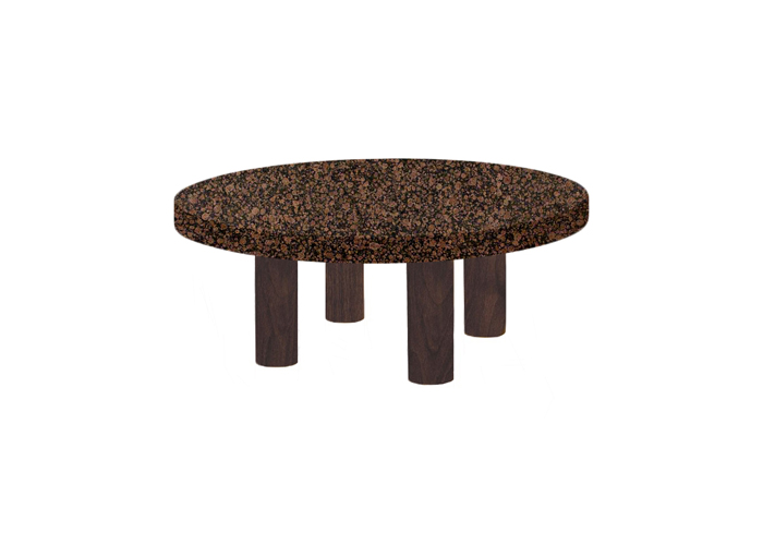 Small Round Baltic Brown Coffee Table with Circular Walnut Legs