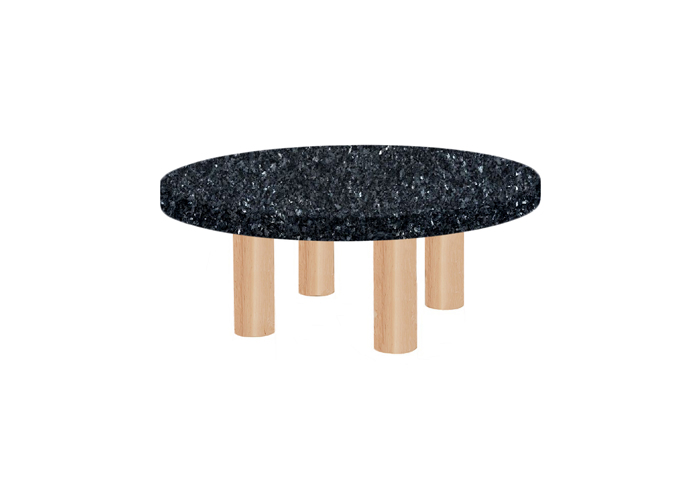 Small Round Blue Pearl Coffee Table with Circular Ash Legs