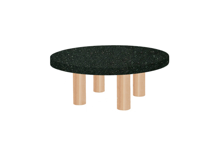 Small Round Emerald Pearl Coffee Table with Circular Ash Legs