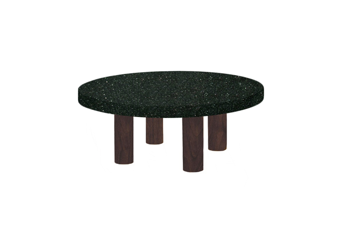 Small Round Emerald Pearl Coffee Table with Circular Walnut Legs