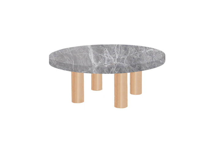 Small Round Emperador Grey Coffee Table with Circular Ash Legs