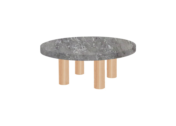 Small Round Emperador Silver Coffee Table with Circular Ash Legs
