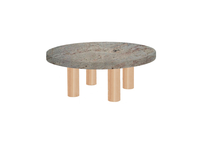 Small Round Ivory Fantasy Coffee Table with Circular Ash Legs