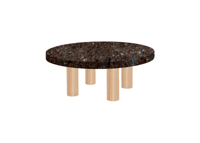 Small Round Labrador Antique Coffee Table with Circular Ash Legs
