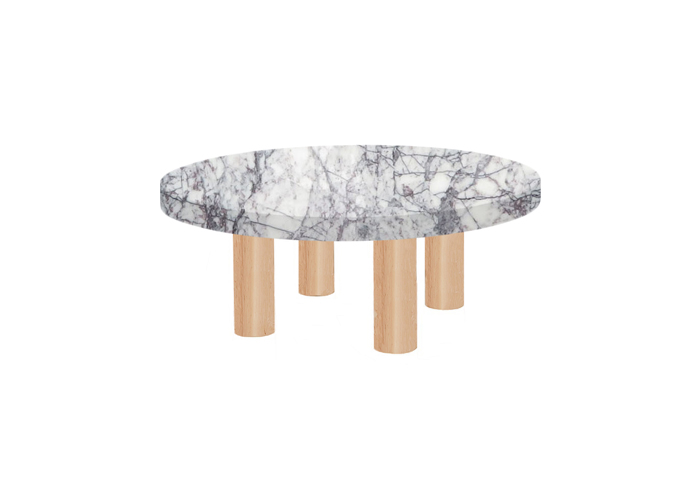 Small Round Lilac Milas Coffee Table with Circular Ash Legs