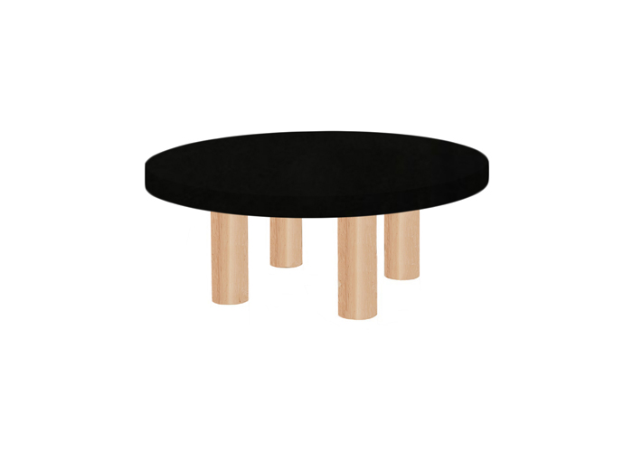 Small Round Nero Assoluto Coffee Table with Circular Ash Legs