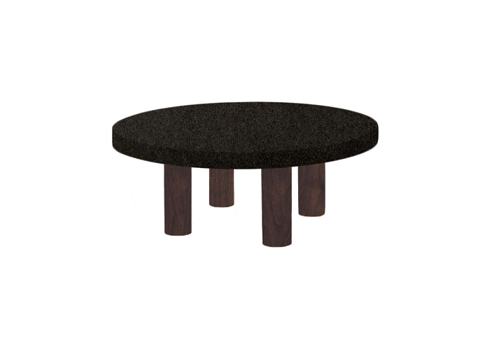Small Round Nero Impala Coffee Table with Circular Walnut Legs