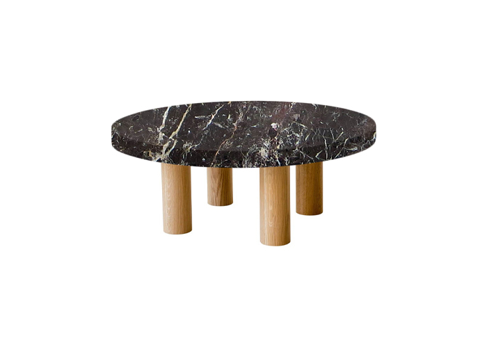 Small Round Noir St Laurent Coffee Table with Circular Oak Legs