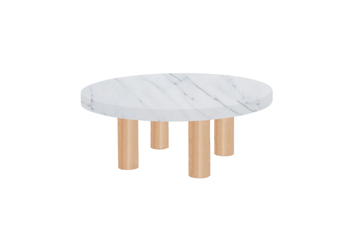 Small Round Statuarietto Extra Coffee Table with Circular Ash Legs
