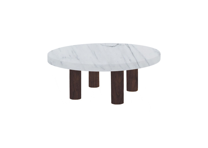 Small Round Statuarietto Extra Coffee Table with Circular Walnut Legs