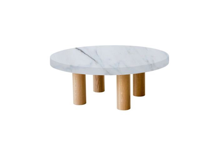 Small Round Statuario Extra Coffee Table with Circular Oak Legs
