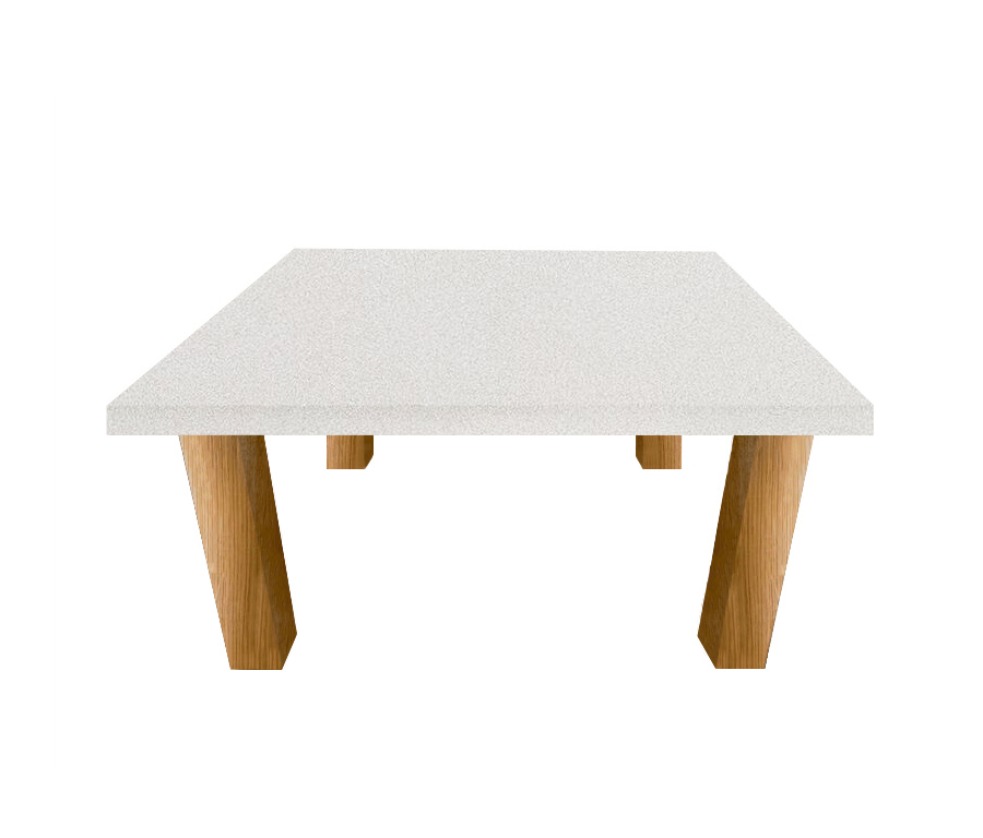 Snow White Quartz Square Coffee Table with Square Oak Legs
