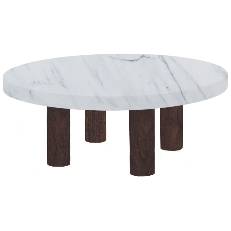 Round Statuarietto Extra Coffee Table with Circular Walnut Legs