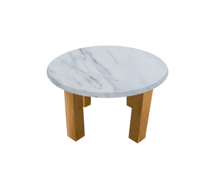 Statuario Extra Round Coffee Table with Square Oak Legs