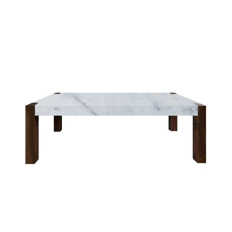 Statuario Extra Percopo Solid Marble Dining Table with Walnut Legs