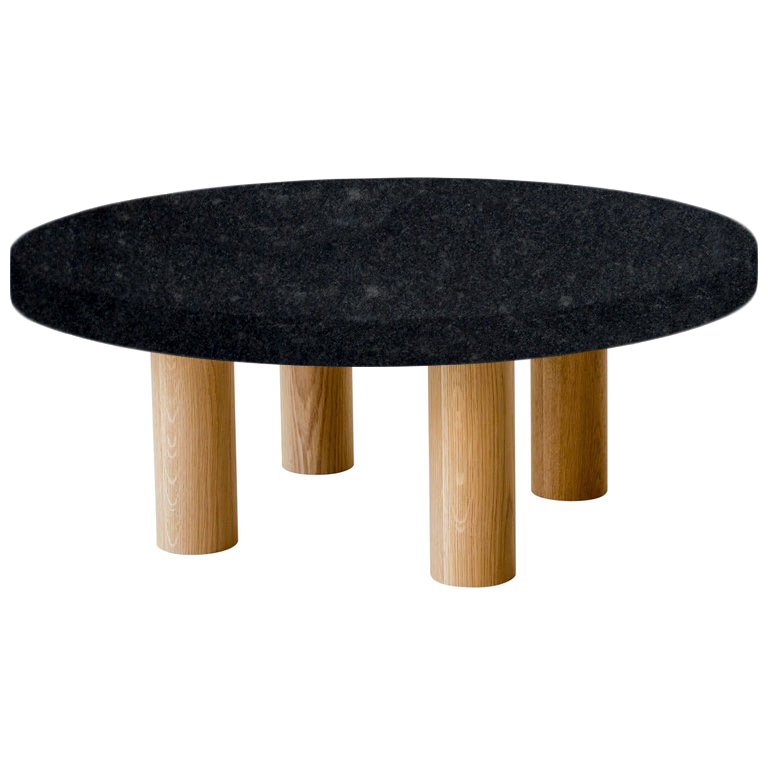 Round Steel Grey Coffee Table with Circular Oak Legs