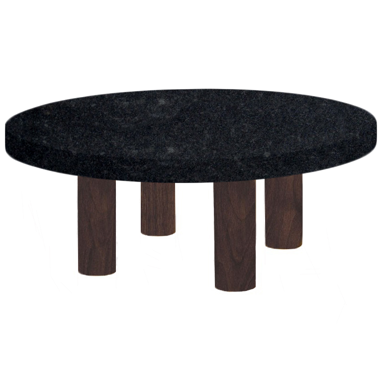 Round Steel Grey Coffee Table with Circular Walnut Legs