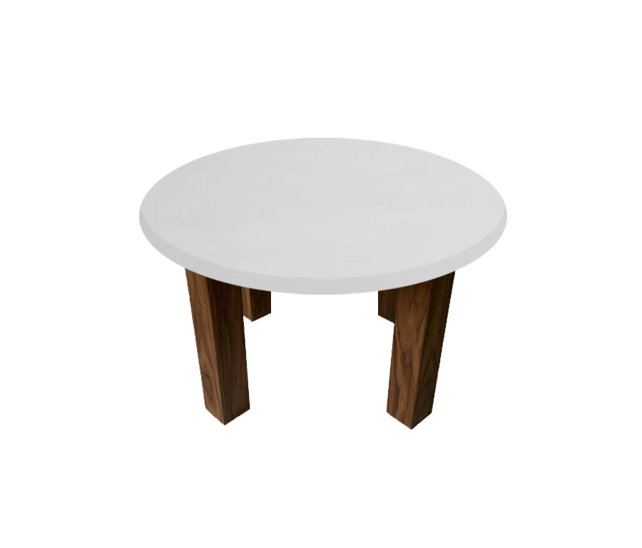 Thassos Marble Round Coffee Table with Square Walnut Legs